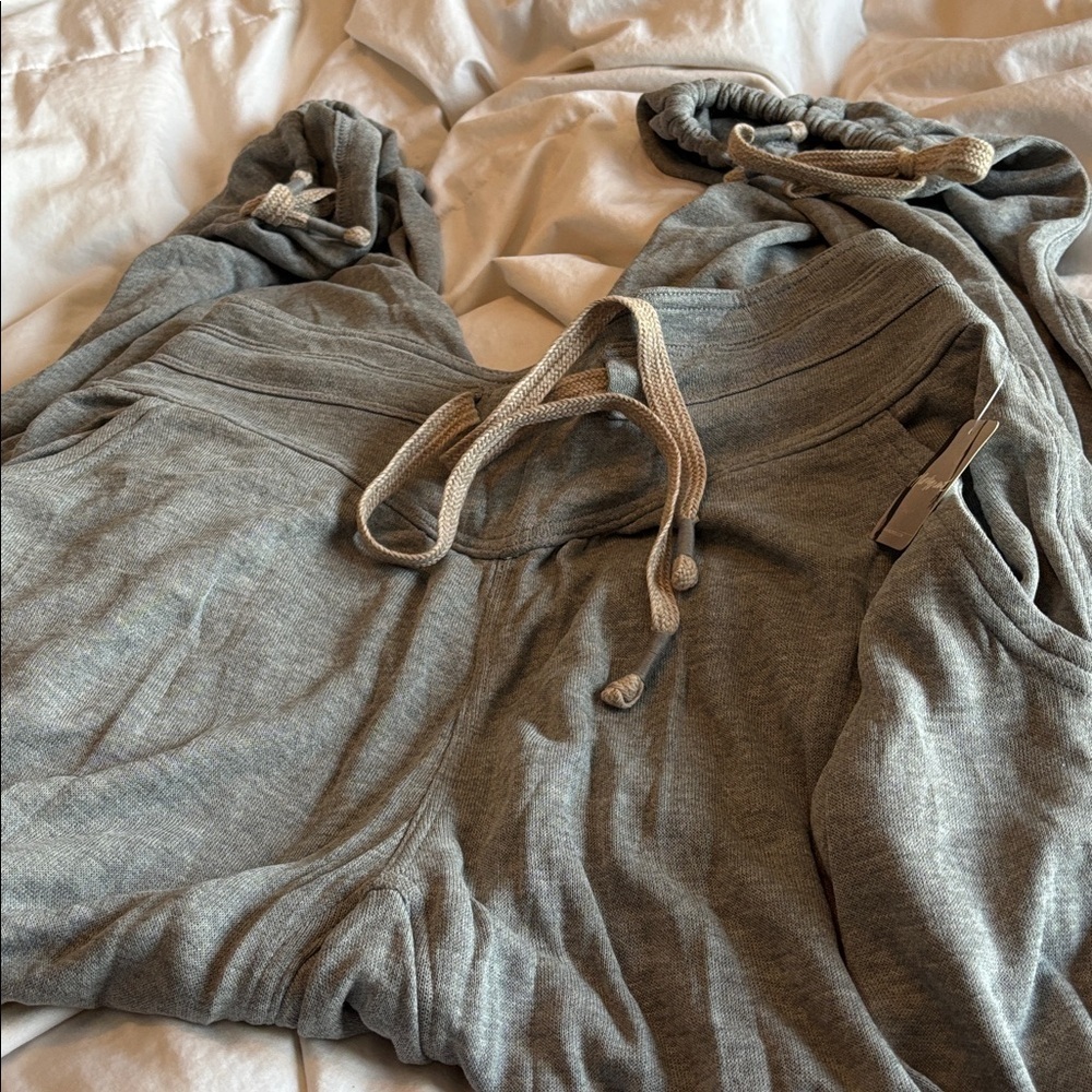 Free People Creekside Heather Gray Jogger Ankle Tie Harem Drop Crotch pants NWT - Picture 4 of 13